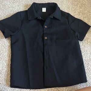 SHEIN Black Short-Sleeve Button-Down Shirt for Kids